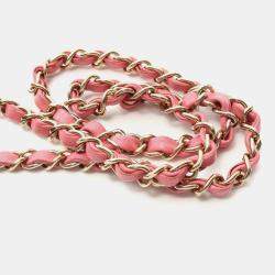 Pre Owned Chanel  Square Flap Mini Pink Lambskin Quilted Bag