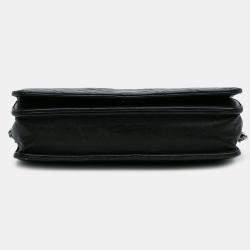 Pre Owned Chanel Black CC Quilted Lambskin Wallet On Chain