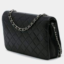 Pre Owned Chanel Black CC Quilted Lambskin Wallet On Chain