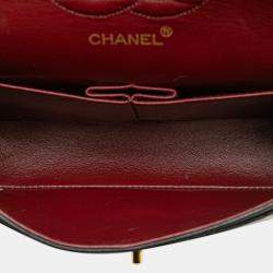 Pre Owned Chanel Black Medium Classic Lambskin Double Flap