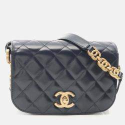 Pre Owned Chanel Paris-Le19M My Sweet CC Blue Leather Flap Bag