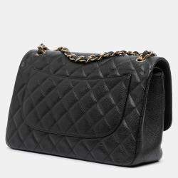 Pre Owned Chanel Black Jumbo Classic Caviar Double Flap