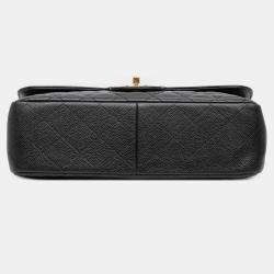 Pre Owned Chanel Black Jumbo Classic Caviar Double Flap
