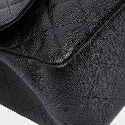 Pre Owned Chanel Black Jumbo Classic Caviar Double Flap