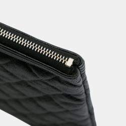 Pre Owned Chanel Black Large Lambskin Boy O Case Clutch
