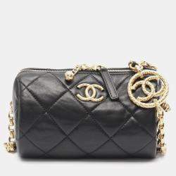 مملوكة مسبقًا Chanel Mini Black Leather Bowling Bag