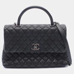 Pre Owned Chanel Coco Handle Black Leather Top Handle Bag