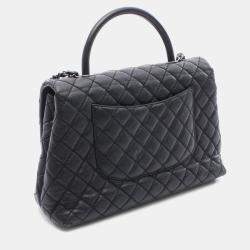 Pre Owned Chanel Coco Handle Black Leather Top Handle Bag