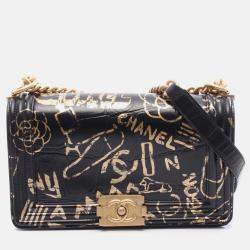 Pre Owned Chanel Embossed Graffiti Boy Leather Shoulder Bag