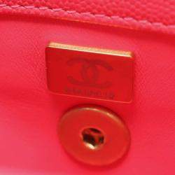 Pre Owned Chanel Pink Mini Caviar Coco Chain Top Handle Bag