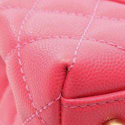 Pre Owned Chanel Pink Mini Caviar Coco Chain Top Handle Bag