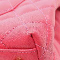 Pre Owned Chanel Pink Mini Caviar Coco Chain Top Handle Bag