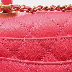 Pre Owned Chanel Pink Mini Caviar Coco Chain Top Handle Bag
