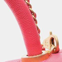 Pre Owned Chanel Pink Mini Caviar Coco Chain Top Handle Bag