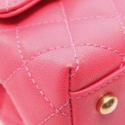 Pre Owned Chanel Pink Mini Caviar Coco Chain Top Handle Bag