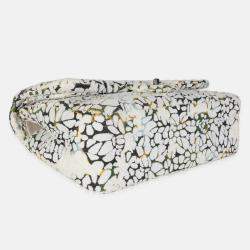 Pre Owned Chanel Multicolor White Cut Out Floral Jumbo Double Flap Bag