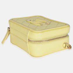 Pre Owned Chanel Yellow Quilted Caviar Small CC Filigree Vanity Case