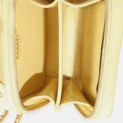 Pre Owned Chanel Yellow Quilted Caviar Small CC Filigree Vanity Case