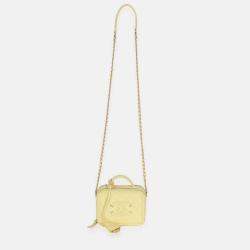 Pre Owned Chanel Yellow Quilted Caviar Small CC Filigree Vanity Case