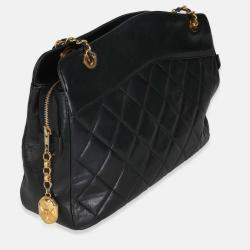Pre Owned Chanel Vintage Black Quilted Lambskin Matelasse Chain Shoulder Bag