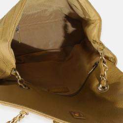 Pre Owned Chanel Beige Quilted Caviar Chain Flap Shoulder Bag