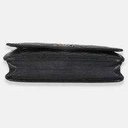 Pre Owned Chanel Black Quilted Lambskin Boy Wallet On Chain