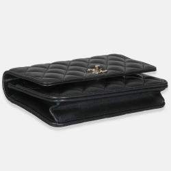 Pre Owned Chanel Black Pearly Quilted Lambskin Charms Wallet On Chain