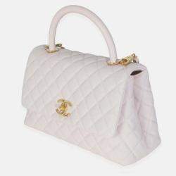 Pre Owned Chanel Light Purple Quilted Caviar Medium Coco Top Handle Bag