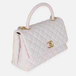 Pre Owned Chanel Light Purple Quilted Caviar Medium Coco Top Handle Bag