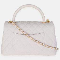 Pre Owned Chanel Light Purple Quilted Caviar Medium Coco Top Handle Bag