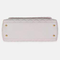 Pre Owned Chanel Light Purple Quilted Caviar Medium Coco Top Handle Bag