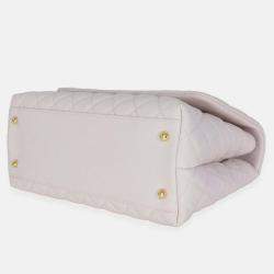 Pre Owned Chanel Light Purple Quilted Caviar Medium Coco Top Handle Bag