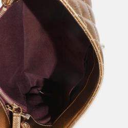 Pre Owned Chanel Bronze Metallic Quilted Caviar Small Coco Handle Flap