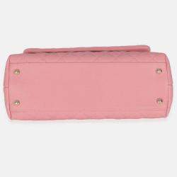 Pre Owned Chanel Pink Quilted Caviar Medium Coco Top Handle Bag