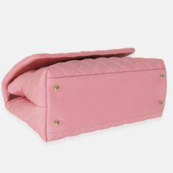 Pre Owned Chanel Pink Quilted Caviar Medium Coco Top Handle Bag