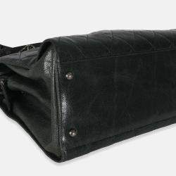 Pre Owned Chanel Black Distressed Quilted Caviar CC Crave Tote