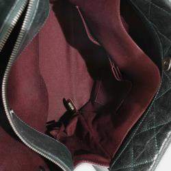Pre Owned Chanel Black Distressed Quilted Caviar CC Crave Tote