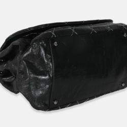 Pre Owned Chanel Black Calfskin Double Stitch Accordion Flap Bag