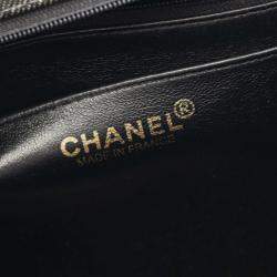 Pre Owned Chanel Coco Mark Gray Denim Handbag 