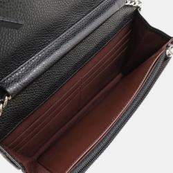 Pre Owned Chanel Matelasse Chain Wallet Shoulder Bag Pochette In Black Caviar Leather