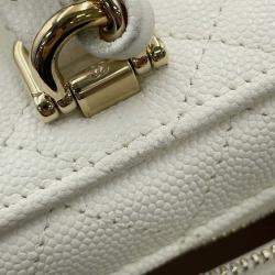 Pre Owned Chanel Chain Shoulder Bag Matelasse Coco Mark Vanity Case Small White