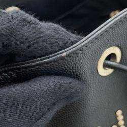 Pre Owned Chanel Chain Shoulder Bag Deauville Line Coco Mark Calf Leather Black