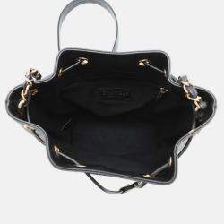 Pre Owned Chanel Chain Shoulder Bag Deauville Line Coco Mark Calf Leather Black