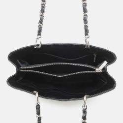 Pre Owned Chanel Chain Tote Bag With Coco Mark And Caviar Leather Matelasse Gst Shoulder Black