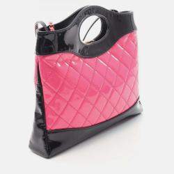 Pre Owned Chanel Chanel 31 Shoulder Bag Patent Leather Pink And Black