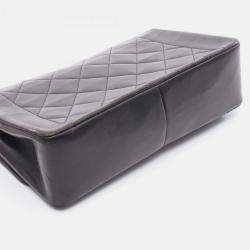 Pre Owned Chanel Matelasse Diana Flap Shoulder Bag In Lambskin Leather Black