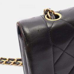 Pre Owned Chanel Matelasse Diana Flap Shoulder Bag In Lambskin Leather Black