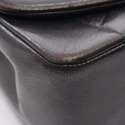 Pre Owned Chanel Matelasse Diana Flap Shoulder Bag In Lambskin Leather Black