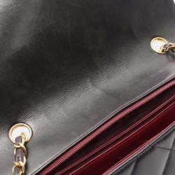 Pre Owned Chanel Matelasse Diana Flap Shoulder Bag In Lambskin Leather Black