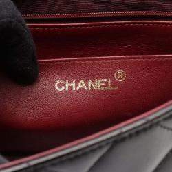 Pre Owned Chanel Matelasse Diana Flap Shoulder Bag In Lambskin Leather Black